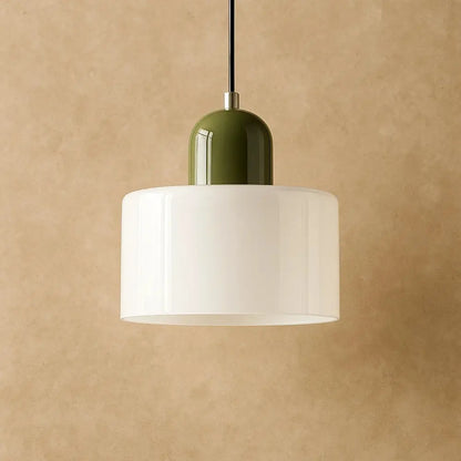 Suspension Luminaire en Verre - Élégance Contemporaine | GlassAura - Blanc / Vert |   Delvanie