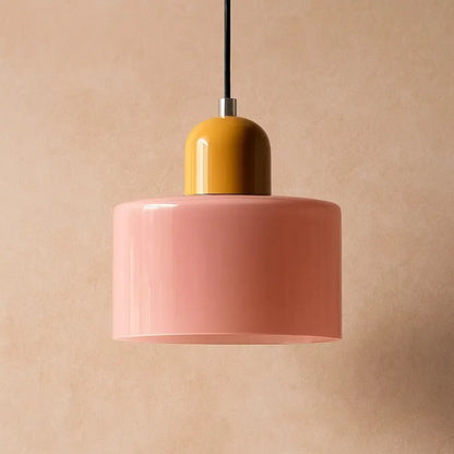 Suspension Luminaire en Verre - Élégance Contemporaine | GlassAura - Rose / Jaune |   Delvanie