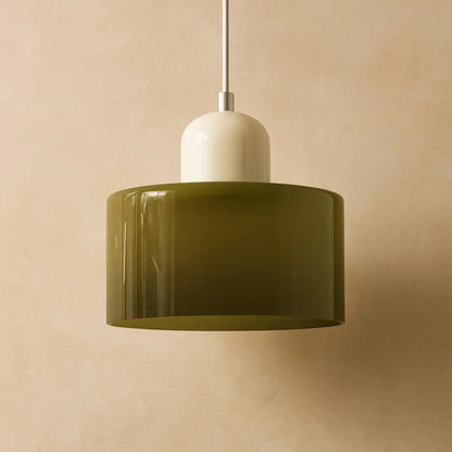 Suspension Luminaire en Verre - Élégance Contemporaine | GlassAura - Vert foncé / Beige |   Delvanie