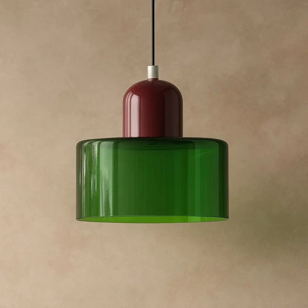Suspension Luminaire en Verre - Élégance Contemporaine | GlassAura - Vert / Bordeau |   Delvanie