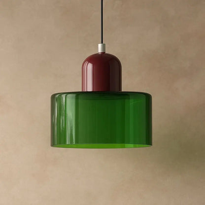 Suspension Luminaire en Verre - Élégance Contemporaine | GlassAura - Vert / Bordeau |   Delvanie