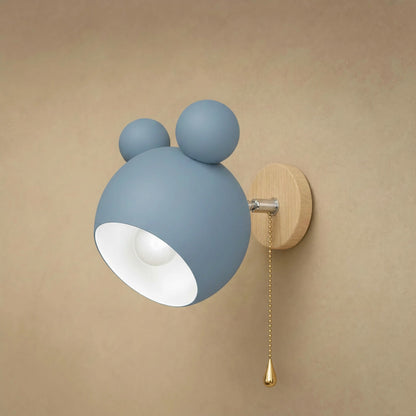 Applique murale Nemuria bleue avec interrupteur à tirette et chaînette dorée | Delvanie