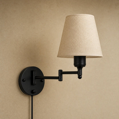 Applique murale en tissu ecru a bras articule, packshot | Delvanie