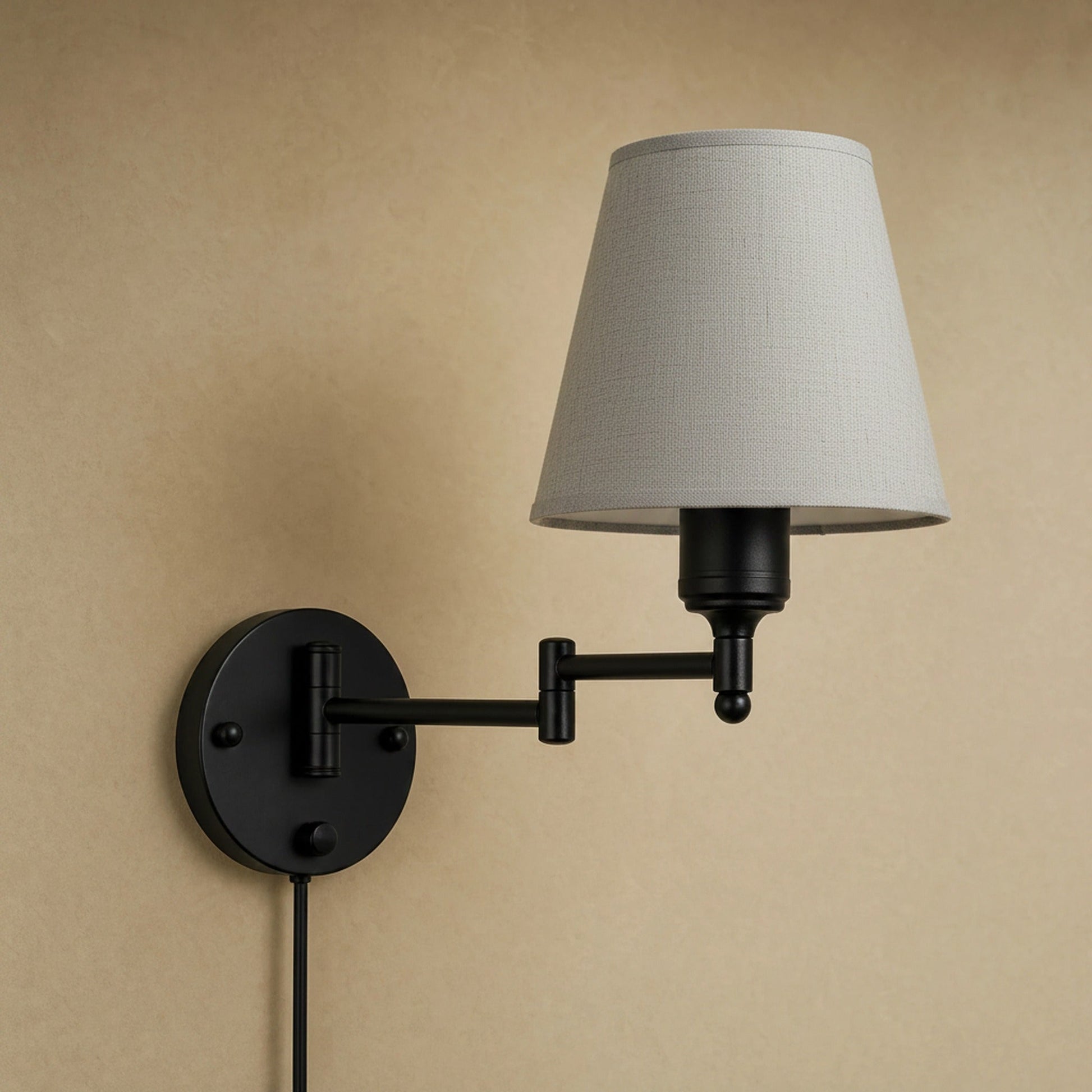 Applique murale en tissu gris a bras articule, packshot | Delvanie