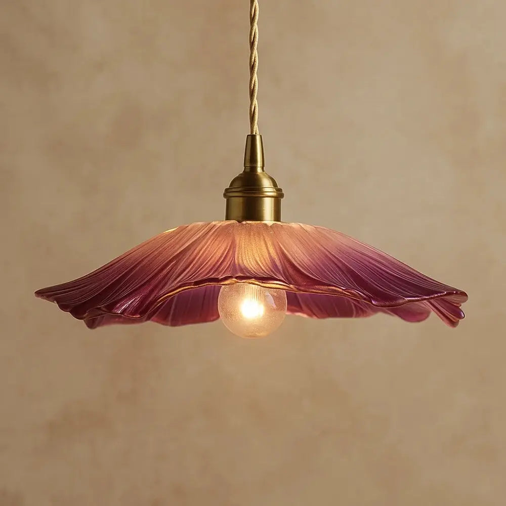 Suspension Luminaire en Verre - Éclat Floral | Petalis - Verre violet |   Delvanie