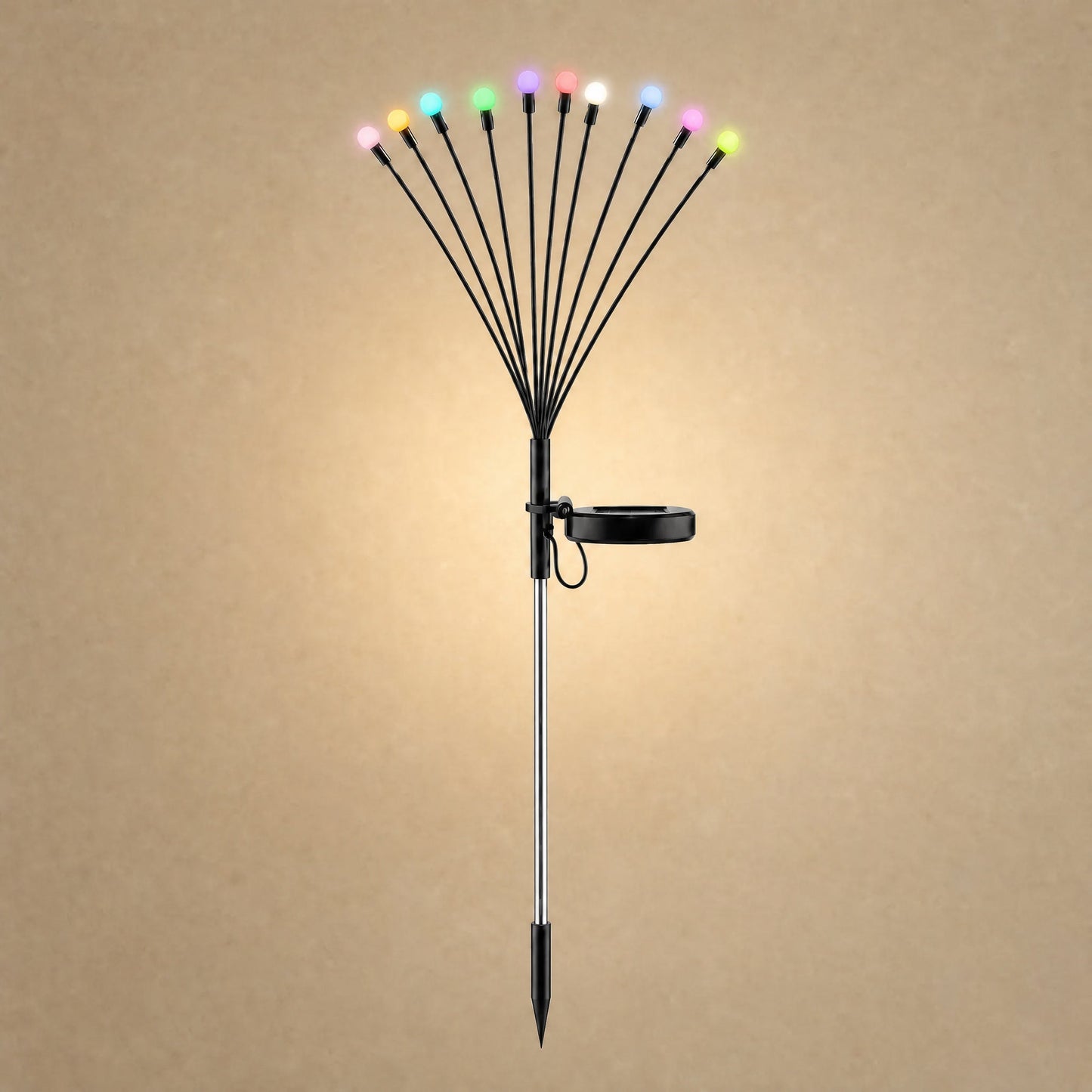 Piquet solaire de jardin en version multicolore, dix lucioles aux sept teintes changeantes | Delvanie