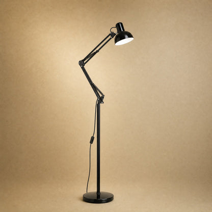 Lampadaire liseuse à bras articulé, coloris noir laqué | Delvanie