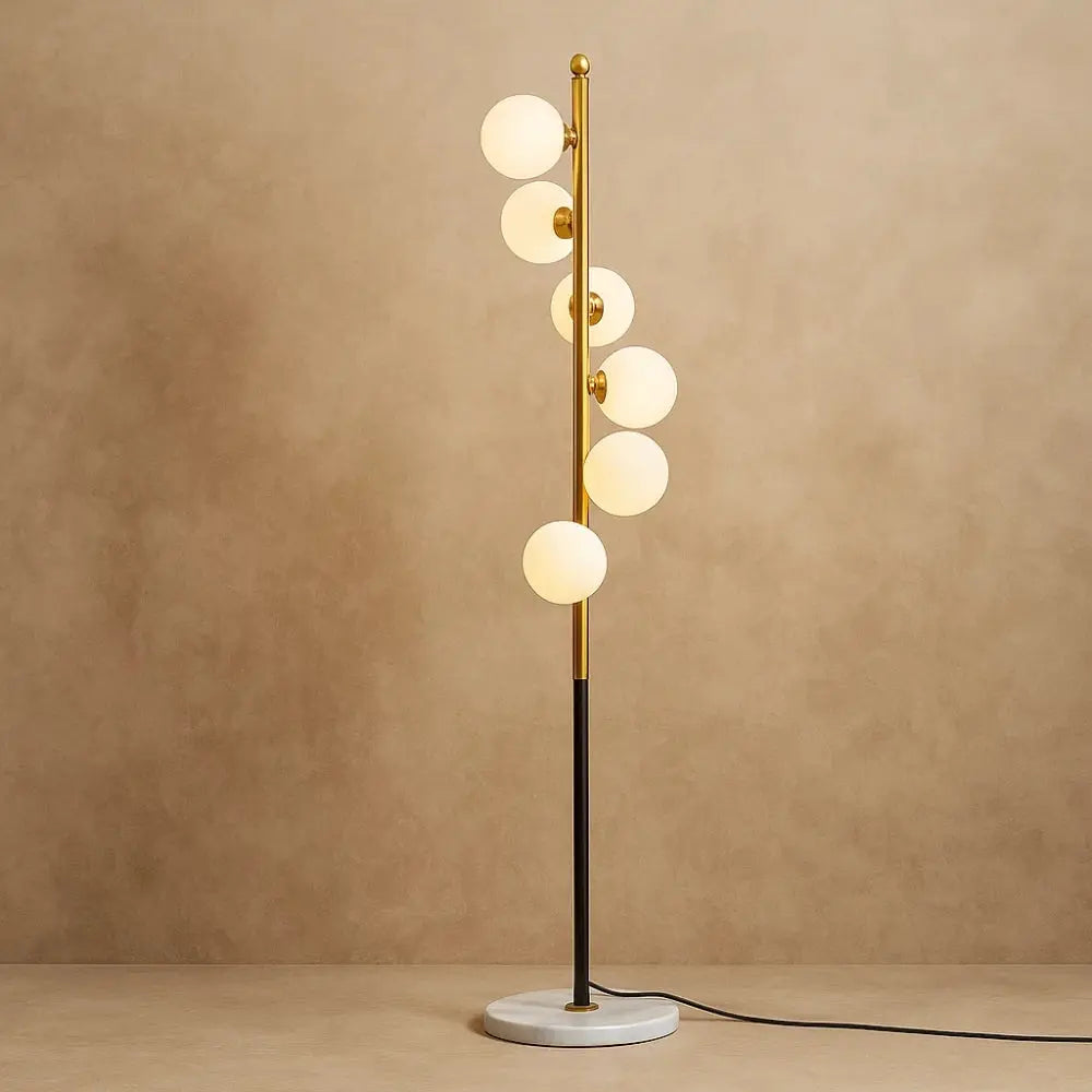 Lampadaire Salon - Design Raffiné | Oriona - Socle en marbre - ∅ 26cm x H165 cm |   Delvanie