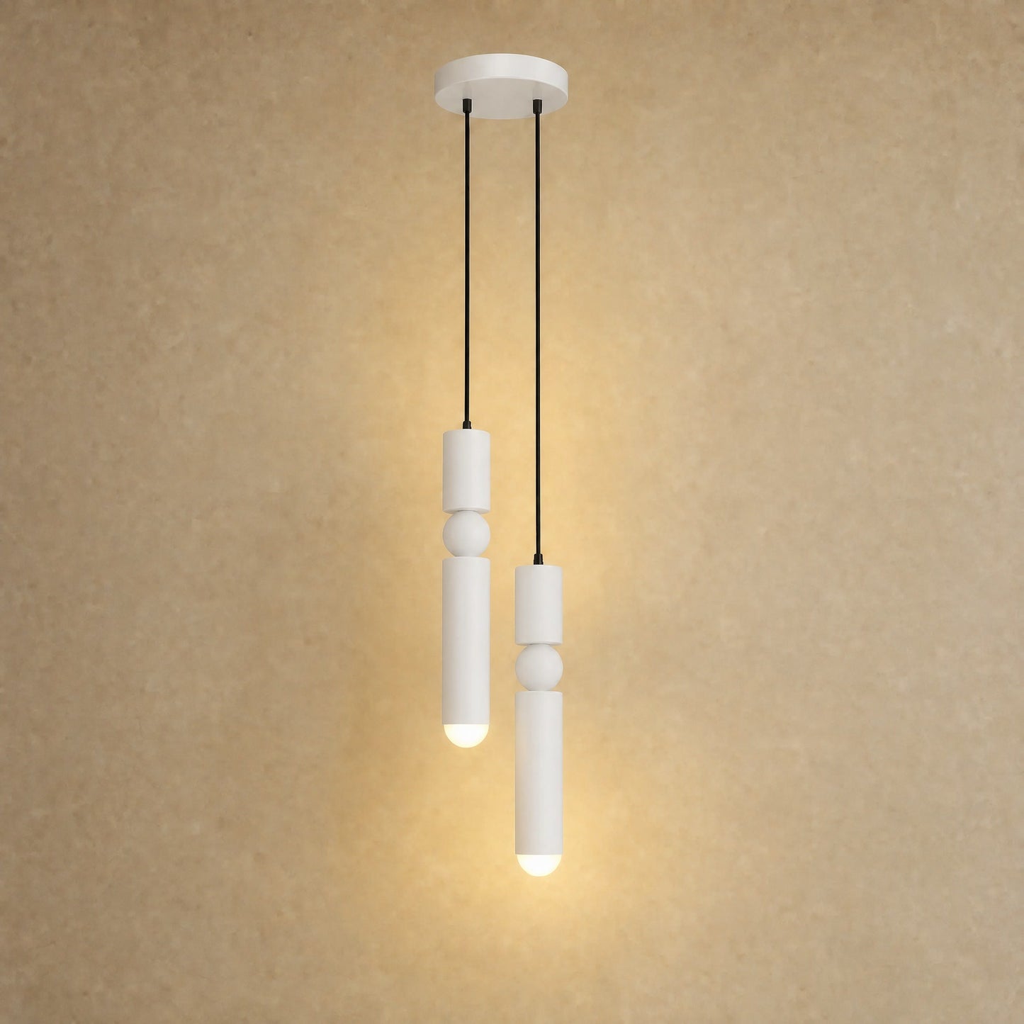 Lustre moderne Sumiro en blanc mat, version deux lumières | Delvanie