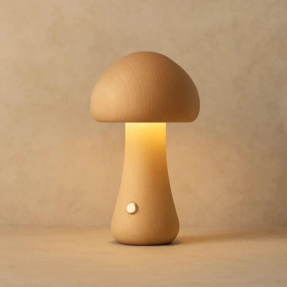 Lampe de Chevet Champignon - Éclat Bohème | Mushara - Bois / Grand |   Delvanie