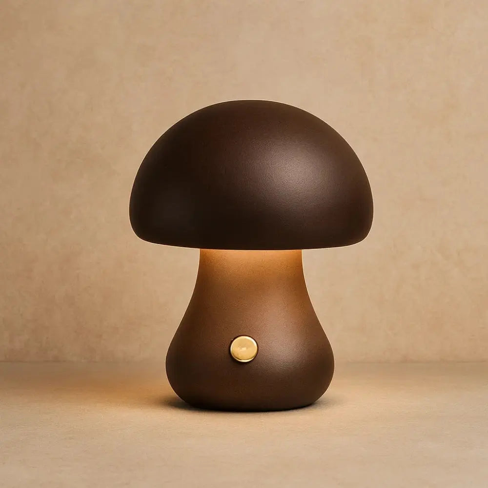 Lampe de Chevet Champignon - Éclat Bohème | Mushara - Noyer / Petit |   Delvanie