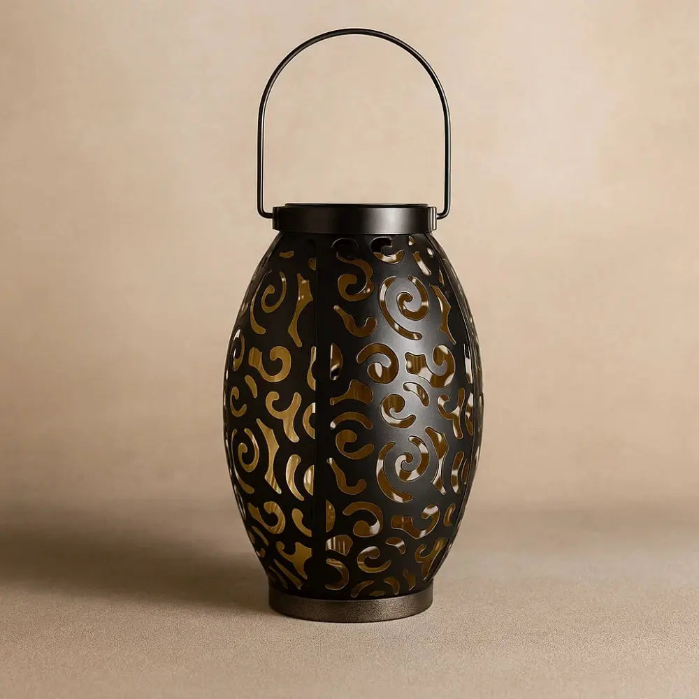 Lampe Extérieure Solaire - Éclat Sculpté | Luminara - Noir |   Delvanie