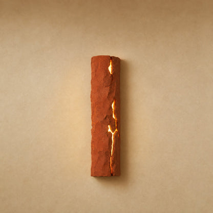 Applique murale pierre de lave terracotta à faille lumineuse, finition Terracotta | Delvanie