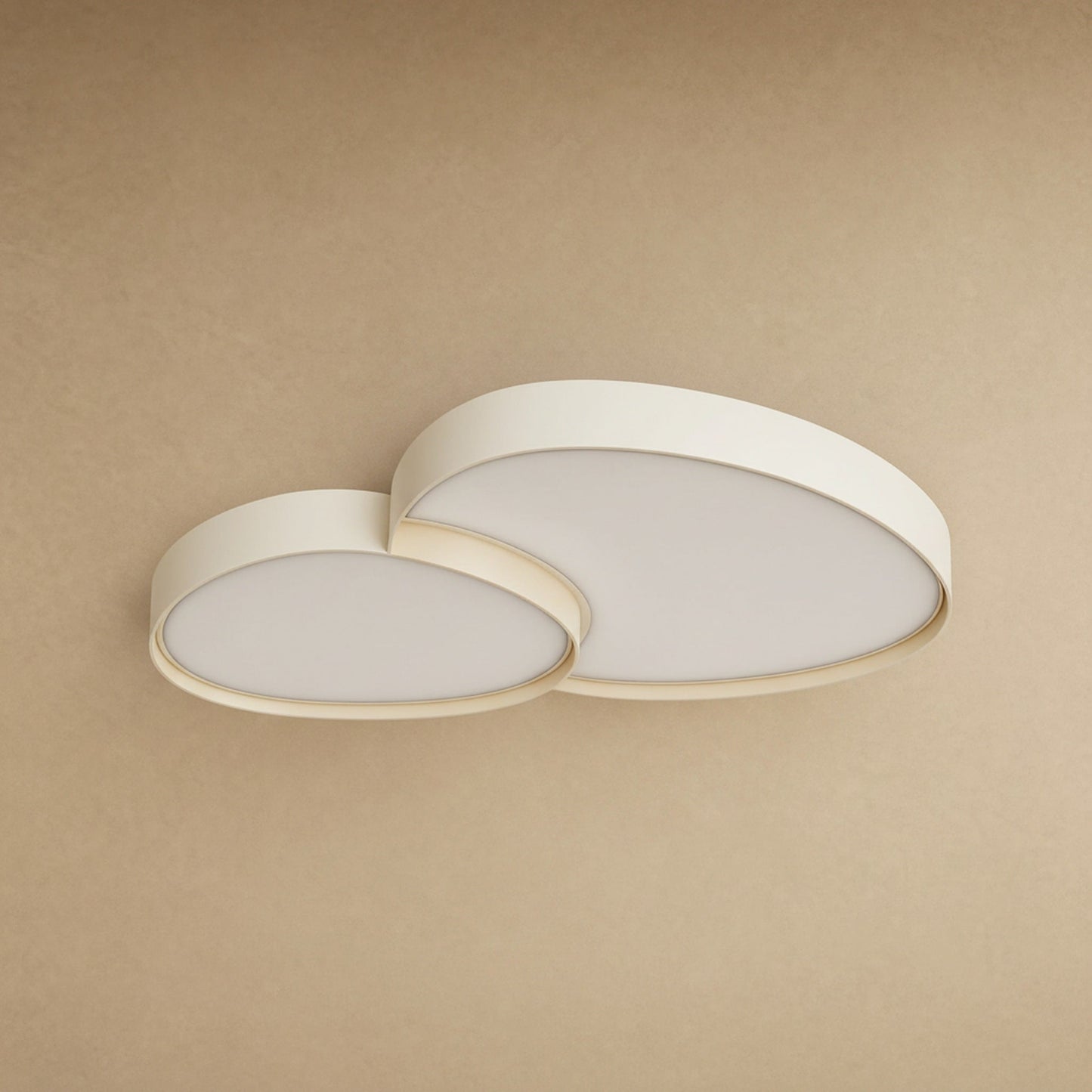 Plafonnier blanc Anteva en version duo de deux galets, packshot | Delvanie