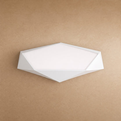 Plafonnier plat pentagone facetté blanc, packshot | Delvanie