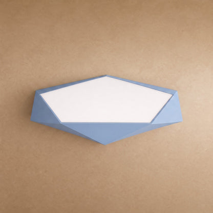 Plafonnier plat pentagone facetté bleu, packshot | Delvanie
