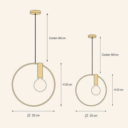 Dimensions de la suspension chevet Miralto, Ø 30 cm et Ø 20 cm | Delvanie