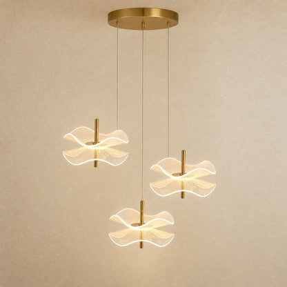 Suspension fleur Ninfélis en configuration trois têtes suspendues à hauteurs décalées | Delvanie