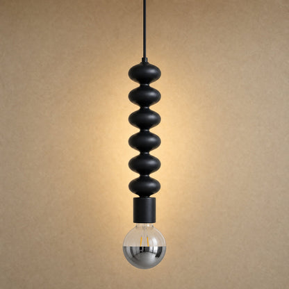 Suspension Tamayu en noir mat avec globe demi-miroir | Delvanie