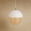 Suspension orange Ambrino, dôme acrylique blanc laiteux et six disques ambrés étagés, Ø 30 cm | Delvanie