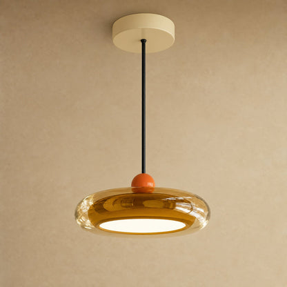 Suspension en verre ambré et platine crème, Prismya | Delvanie