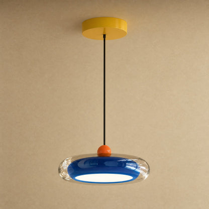 Suspension en verre bleu cobalt à câble ajustable, Prismya | Delvanie